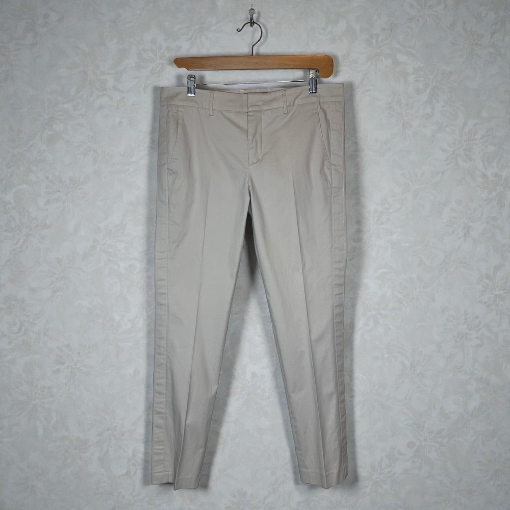 Vince Side Strap Trouser Cotton Stretch Khaki Beige size 6